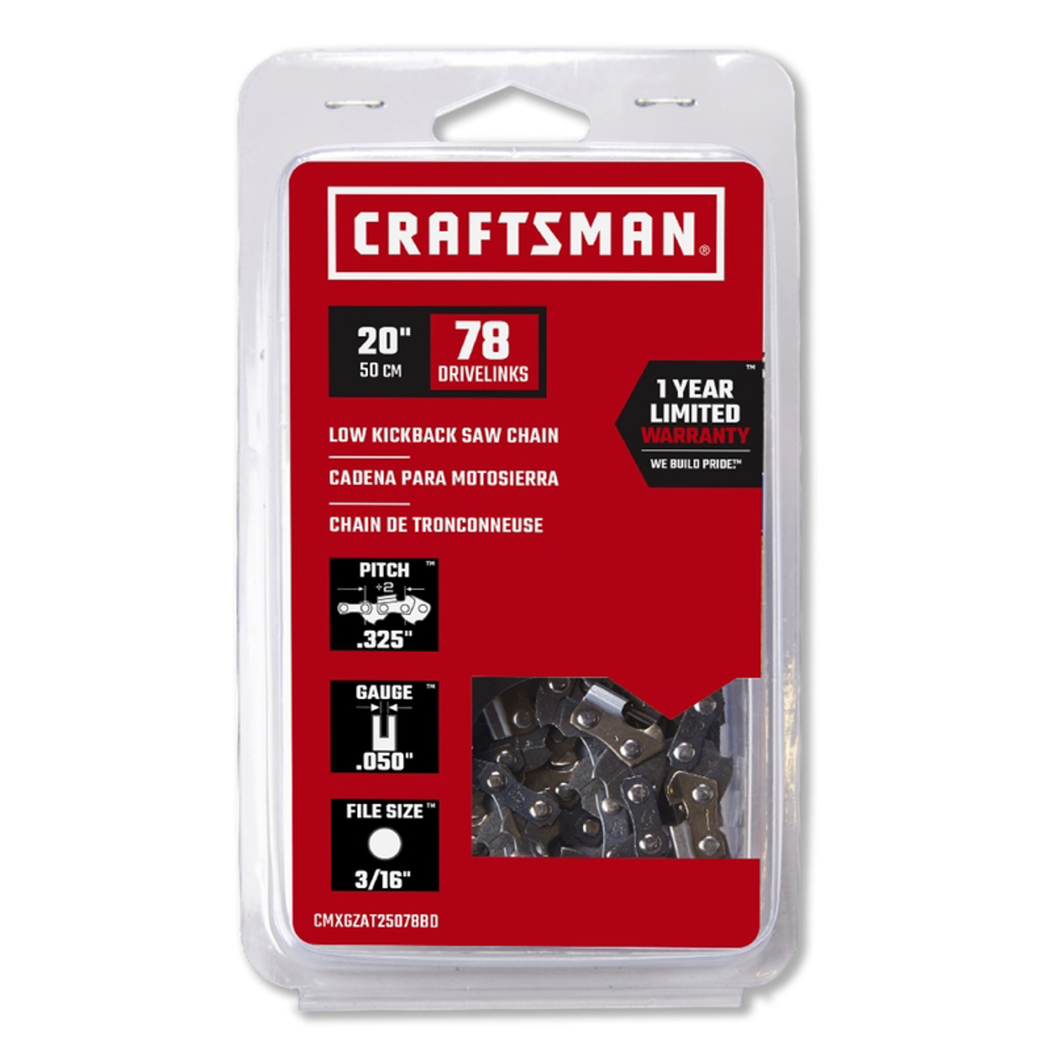 Craftsman 20 in. 78 links Low Kickback Saw Chain