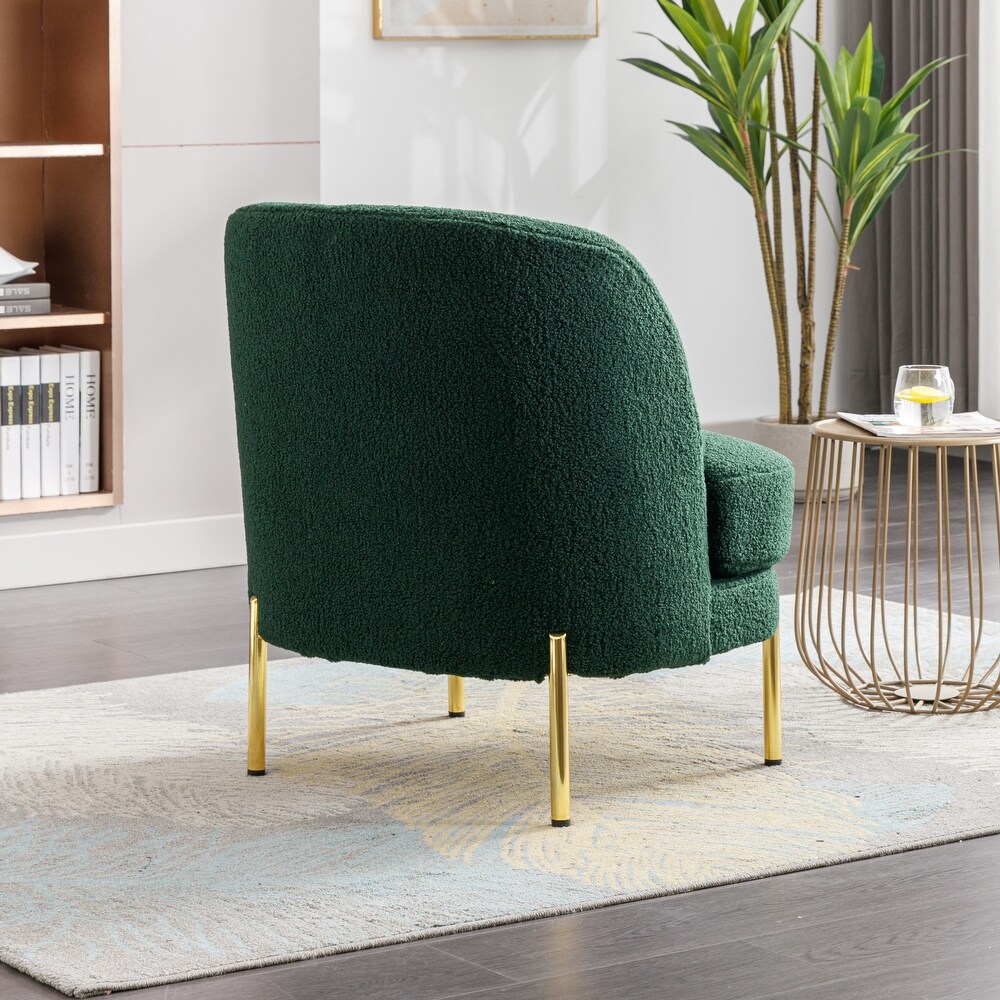 Boucle Upholstered Accent Chair With Gold Legs