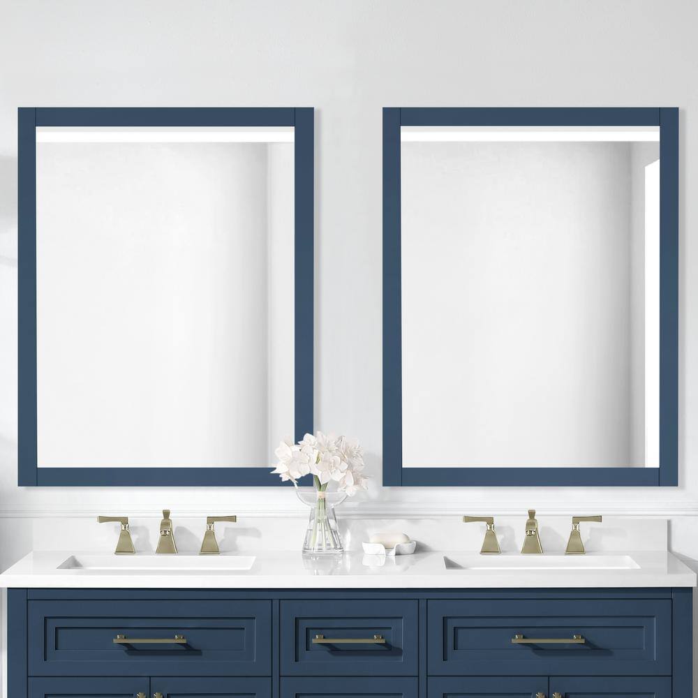 Home Decorators Collection Mayfield 28.00 in. W x 36.00 in. H Framed Rectangular Bathroom Vanity Mirror in Grayish Blue Mayfield MR-GB