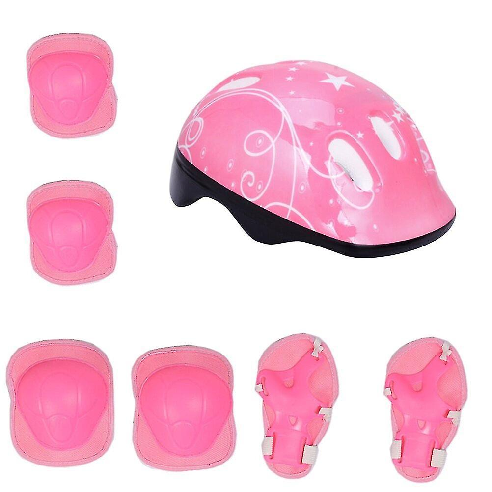 7pcs Children Elbow Wrist Knee Pads Helmet Children Sports Safety Protective Gear Skateboard Skate A