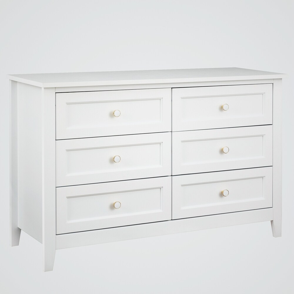 Solid Wood spray painted 6 drawer dresser