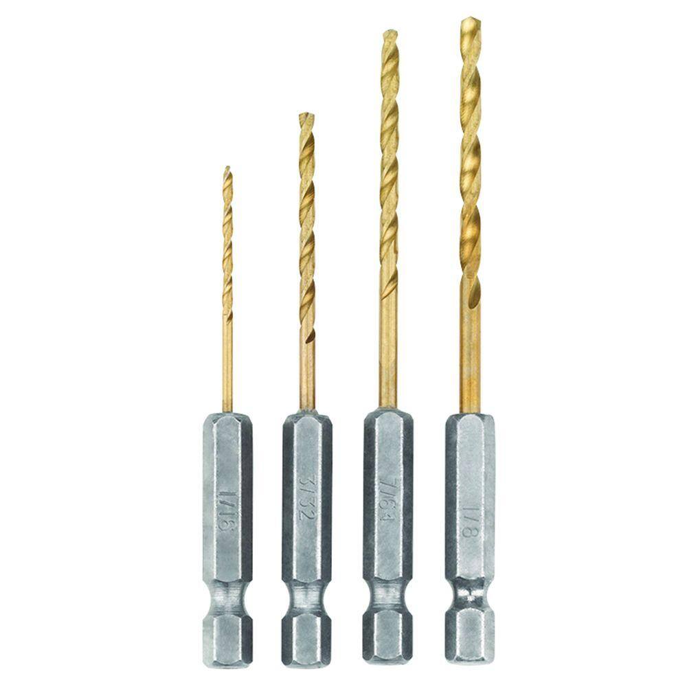 RYOBI SpeedLoad+ Titanium 4-Piece Hex Shank Pilot Drill Bit Set AR1859G