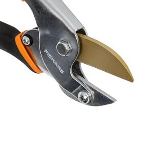 Fiskars 58 in. Cut Capacity Titanium Coated Steel Blade with Non-Slip Grip Anvil Hand Pruning Shears 391102-1004