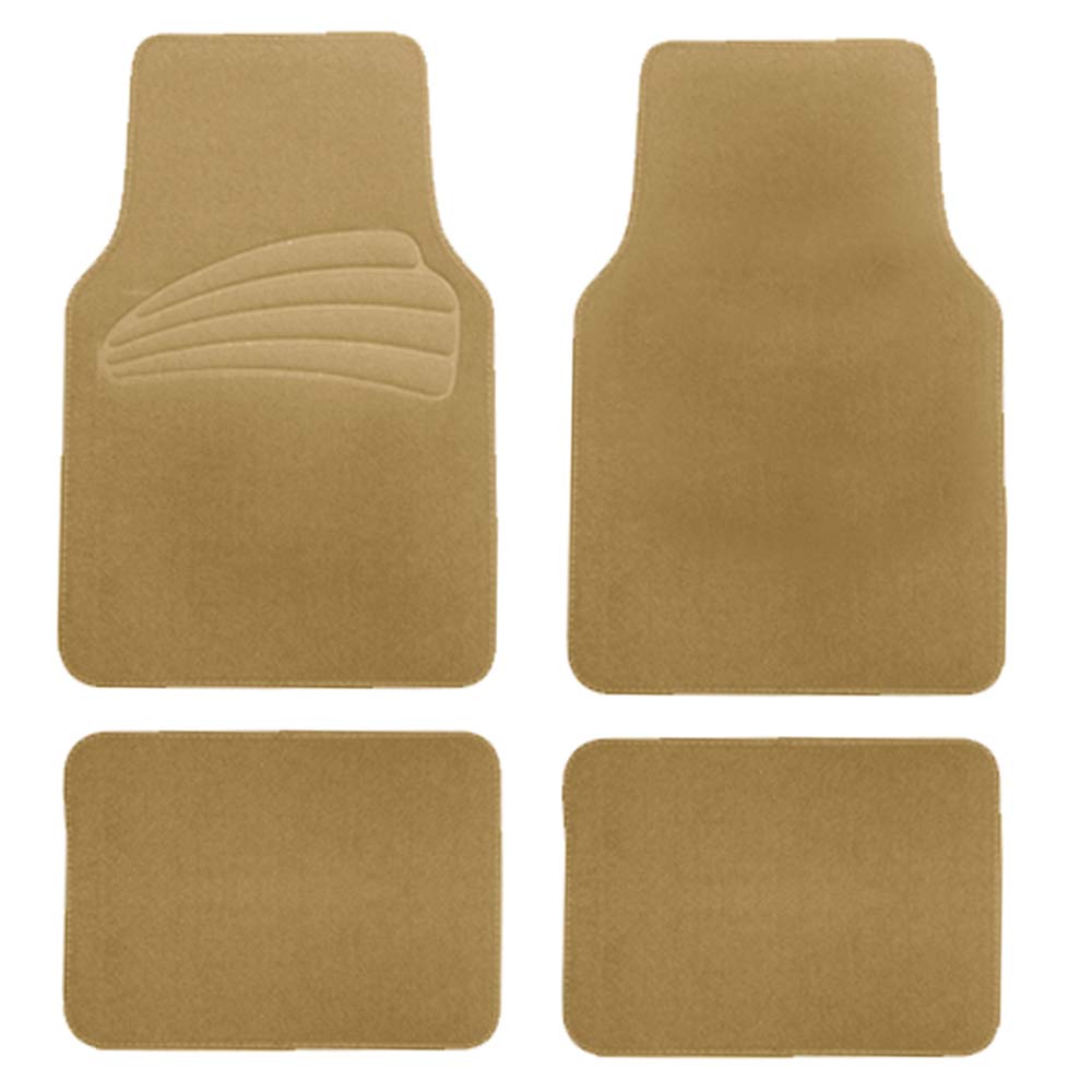 FH Group PU Leather Integrated Seatbelt Seat Covers， Full Set with Beige Carpet Floor Mats， Black