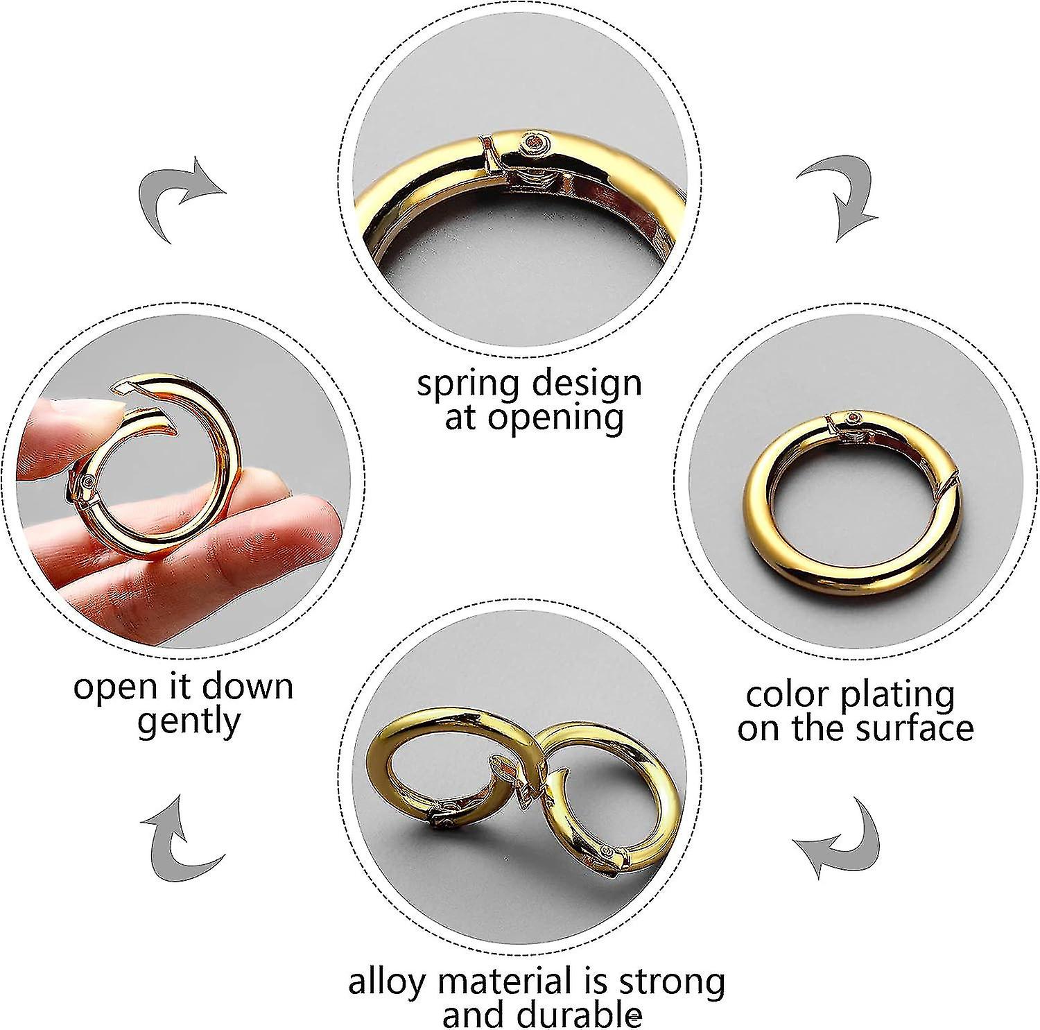 18 Pieces Spring O Rings Alloy Trigger Round Snap Buckle， 6 Colors Hook Clip Diy Accessories Spring Keyring Buckle For Keychains， Bag， Purse And Handb