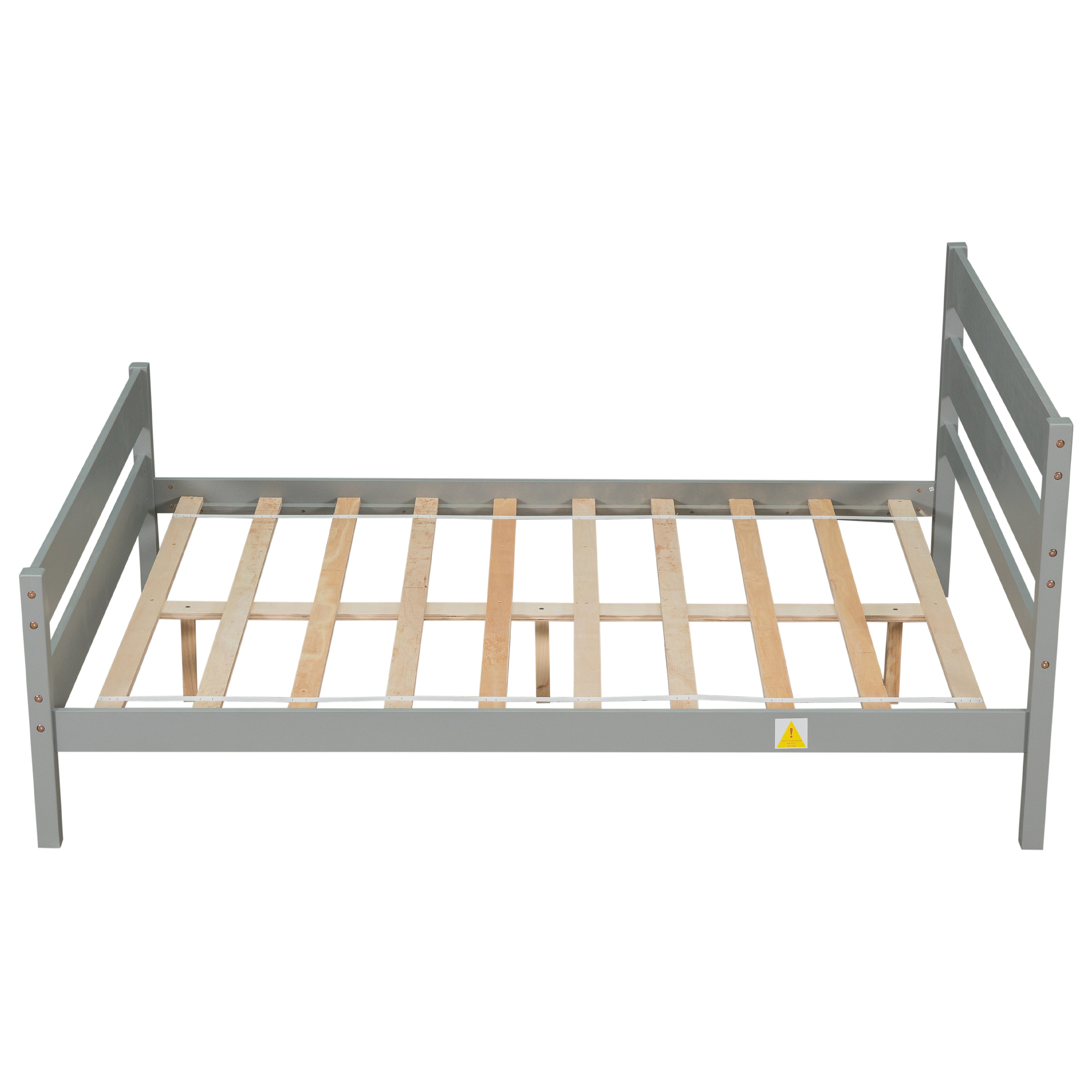 BTMWAY Full Bed Frame with Headboard and Footboard, Modern Wood Platform Bed for Kids Teens Adults, Strong Wooden Slats Support, Full Size Bed Frame No Box Spring Needed, Gray