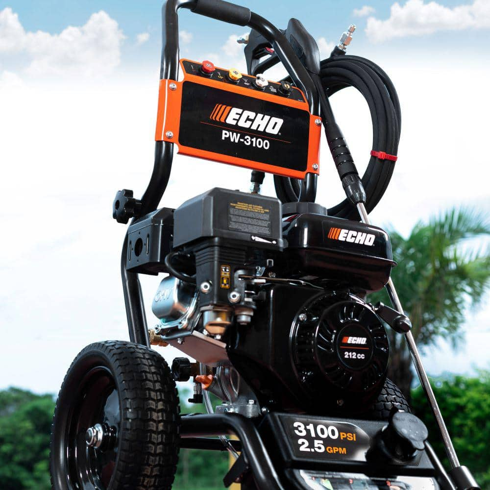 ECHO 3100 PSI 25 GPM Gas Cold Water Pressure Washer with 212 cc 4Stroke Engine and 25 Foot Hose with 4 Included Nozzle Tips