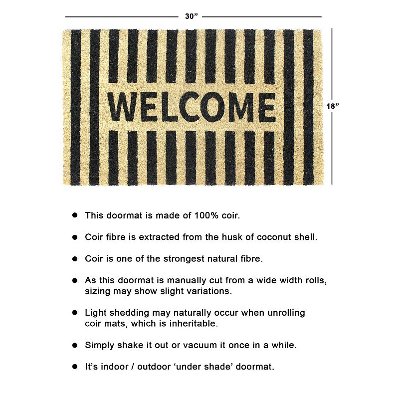 RugSmith Welcome Stripe Doormat - 18'' x 30''