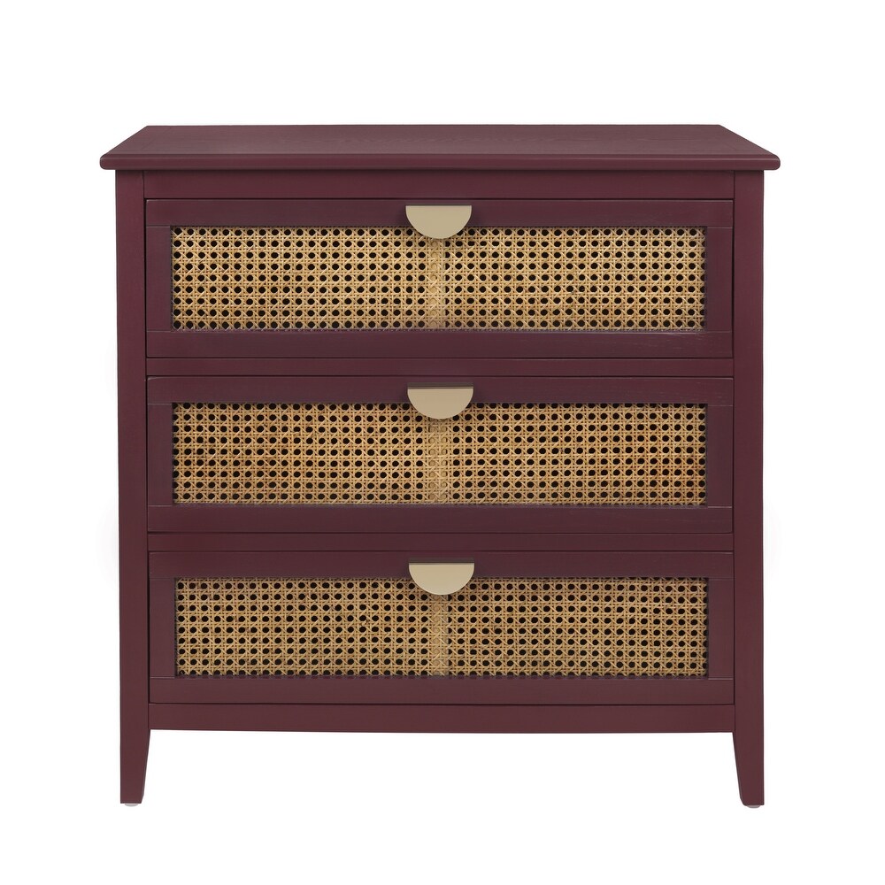 3 Drawer Cabinet Natural rattan American Furniture Suitable for bedroom  living room  study