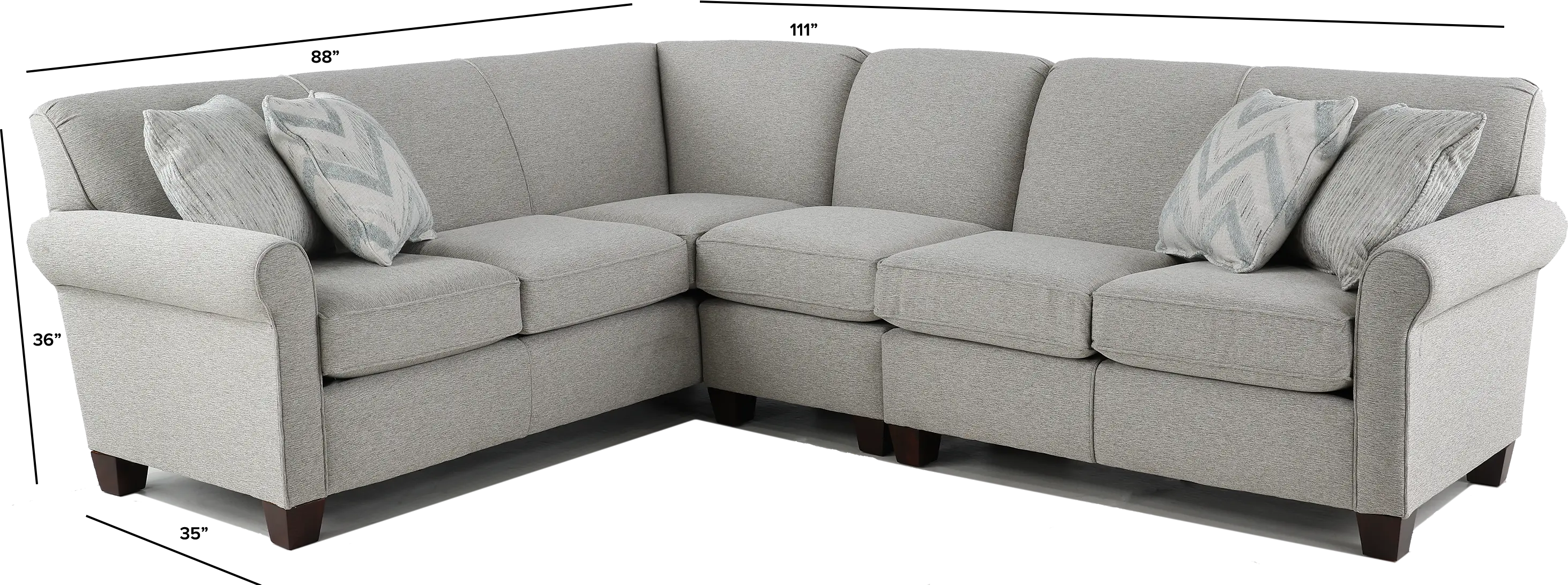 Titan Silver Gray 3 Piece Sectional