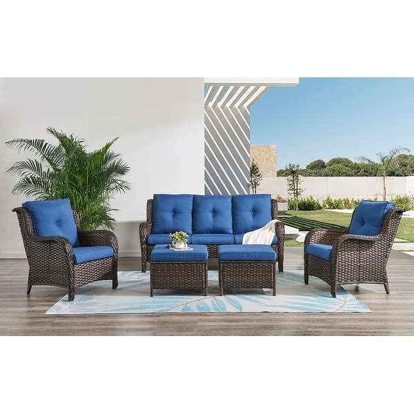 Pocassy 5Piece Patio Furniture Set with Ottomans