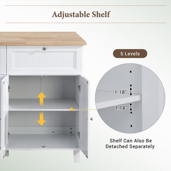 3-Piece Kitchen Island Set with Drop Leaf and 2 Seatings， Dining Table Set with Storage Cabinet， Drawers and Towel Rack