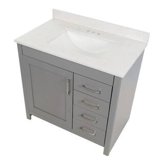 Home Decorators Collection Westcourt 37 in. W x 22 in. D Bath Vanity in Sterling Gray with Stone Effect Vanity Top in Pulsar with White Sink WT36P2V3-ST