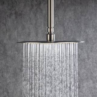 Tahanbath 3-Spray Patterns with 2.5 GPM 12 in. Ceiling Mounted Dual Shower Heads Shower System Mix Set in Brushed Nickel PZZ-96205-BN-KXC