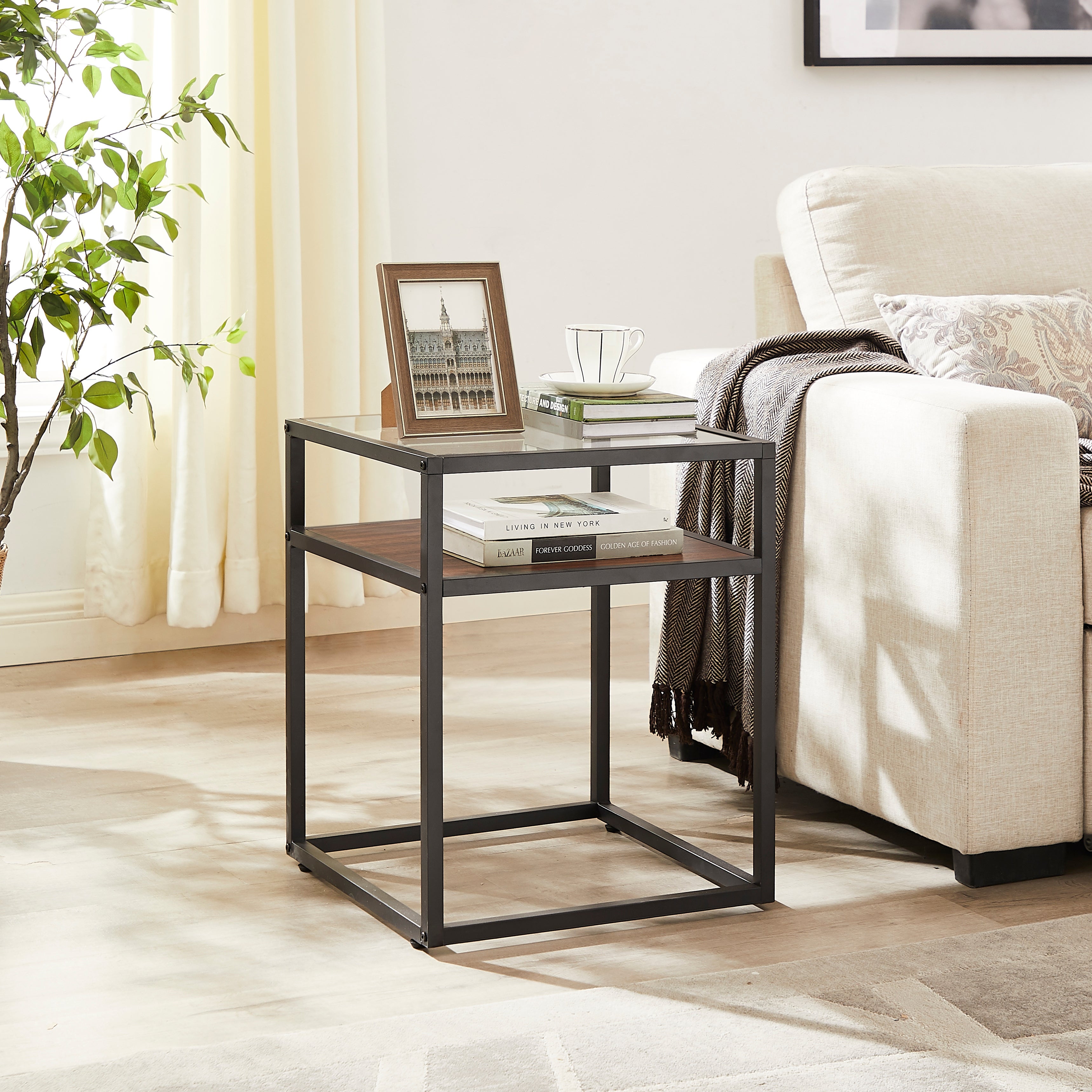 Tempered Glass Top Side Table