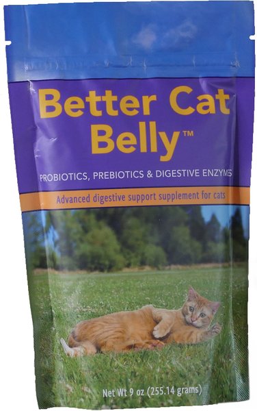 Animal Health Solutions Better Cat Belly Probiotics， Prebiotics and Digestive Enzymes Cat Supplement， 9-oz bag