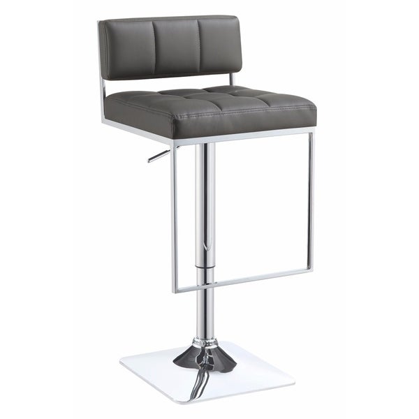 Classic Adjustable Metal Bar Stool， Gray and Silver