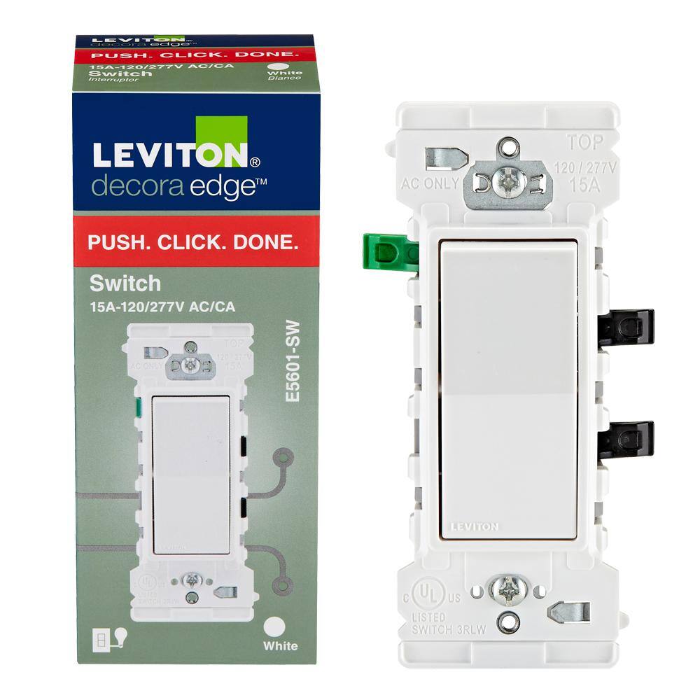 Leviton Decora Edge 15 Amp Single Pole Switch White R02-E5601-0SW