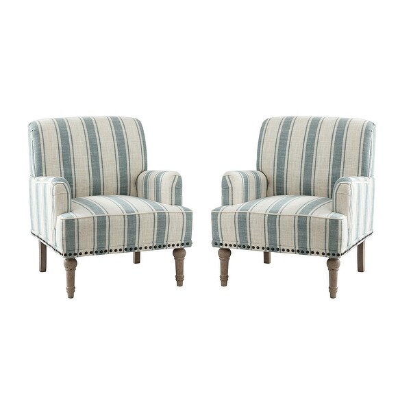 Geltrude Classic Upholstered Striped Armchair With Nailhead Trim Set of 2 by HULALA HOME