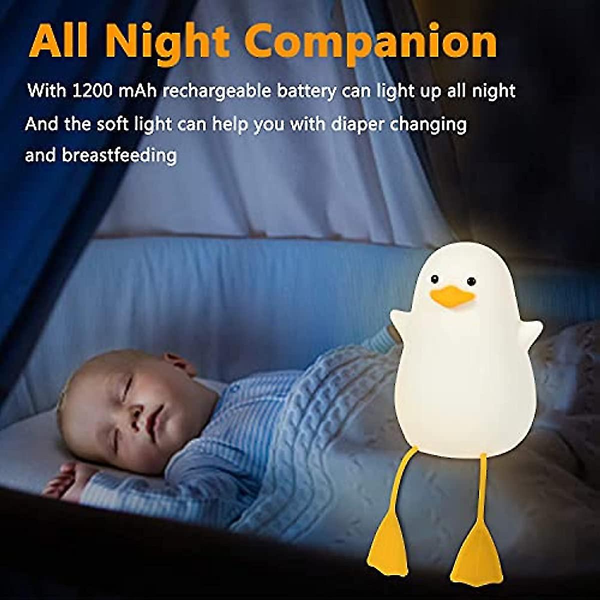 Night Light For Kids  Cute Duck Silicone Bedside Lamp For Nursery  Abs+sil  Touch Control  Portable And Rechargeable Dimmable  Birthday Xmas Gifts For