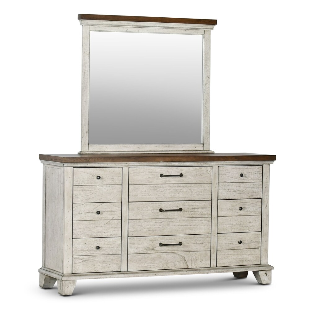 The Gray Barn Overlook Two tone Dresser and Mirror