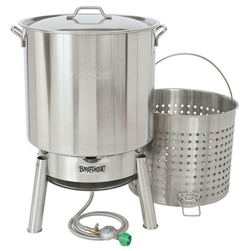 Bayou Classic KDS-160 60 Quart Stainless Boil Steamer Cooker and Basket Kit