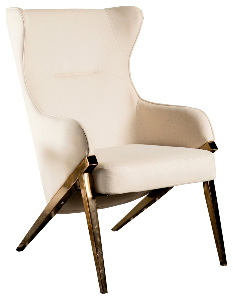 Unique Accent Chair  Bronze Finished Legs and Padded Micro Leatherette Seat   Contemporary   Armchairs And Accent Chairs   by Declusia  Houzz