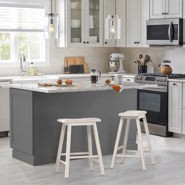 Moreno Wood Backless Counter Height Stool， Distressed Gray