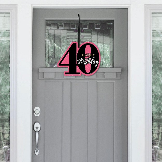 Big Dot Of Happiness Chic 40th Birthday Pink Black And Gold Hanging Porch Birthday Party Outdoor Decorations Front Door Decor 1 Piece Sign