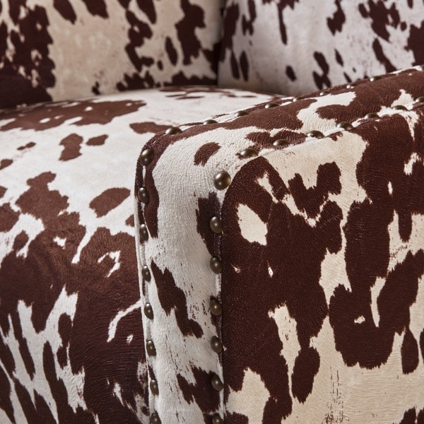 Elysabeth Cow Print Velvet Club Chair by Christopher Knight Home - 32.75