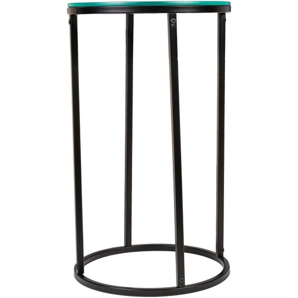 Zarna Modern Round Mixed Material Frame End Table - 24