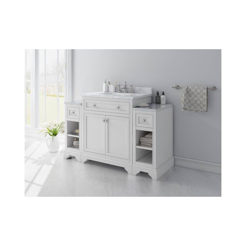 Home Decorators Collection Mornington 54 in. W x 21 in. D x 38 in. H Single Bath Vanity in White with Marble Vanity Top in White with White Sink MD-V036-2017-WH