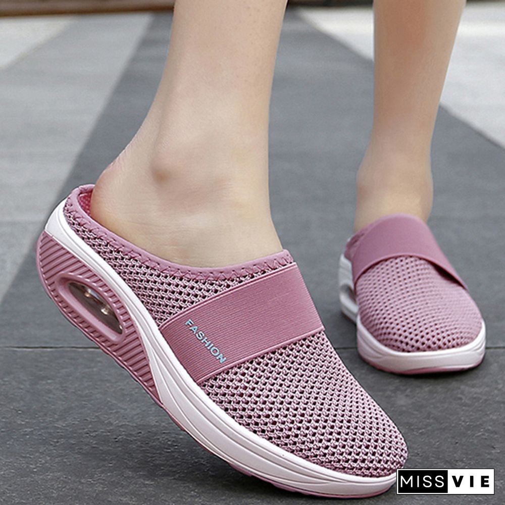 Women Sandals Fashion Wedges Platform Shoes Female Slides Slippers Breathable Mesh Lightweight Ladies Footwear