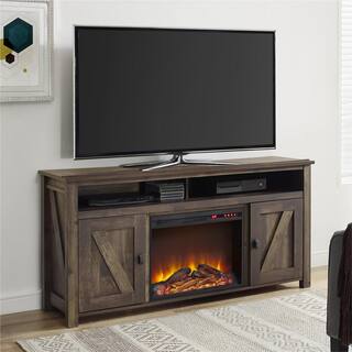 Ameriwood Brownwood Rustic 60 in. TV Console with Fireplace HD00373