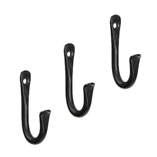 ACHLA DESIGNS 3 in. Tall Black Powder Coat Metal Multi-Use J-Hook Brackets (Set of 3) TSH-15-3