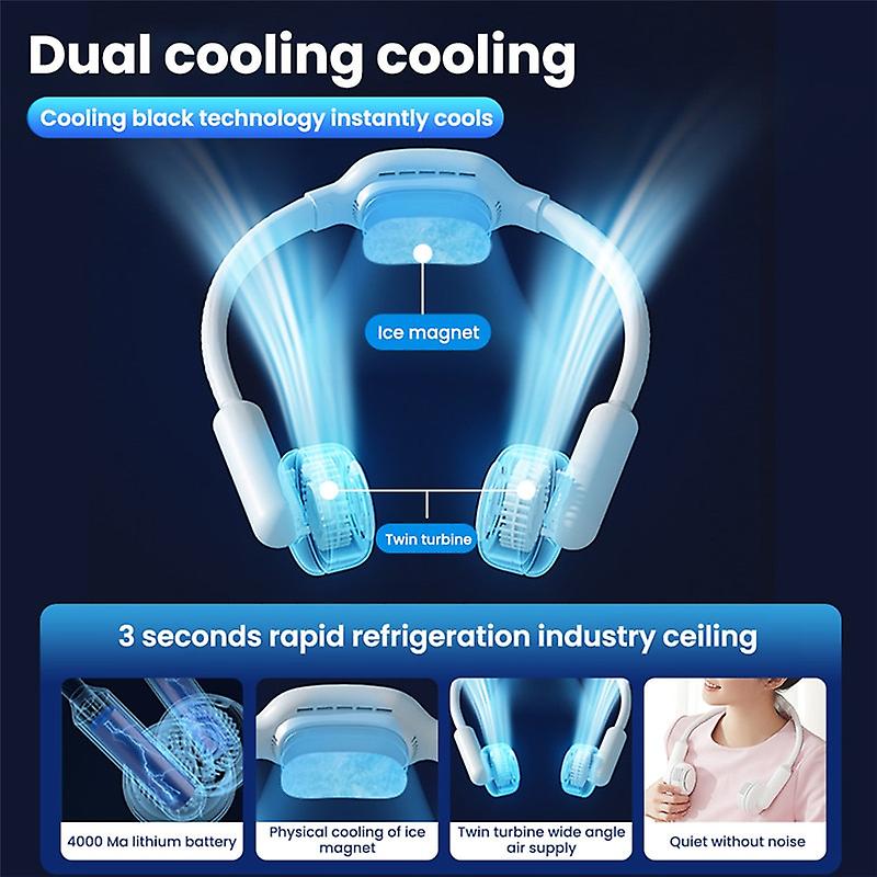 Portable Neck Fan Mini Bladeless Fan Usb Rechargeable Air Conditioning Leafless Fan Mute Sports Fans For Outdoor