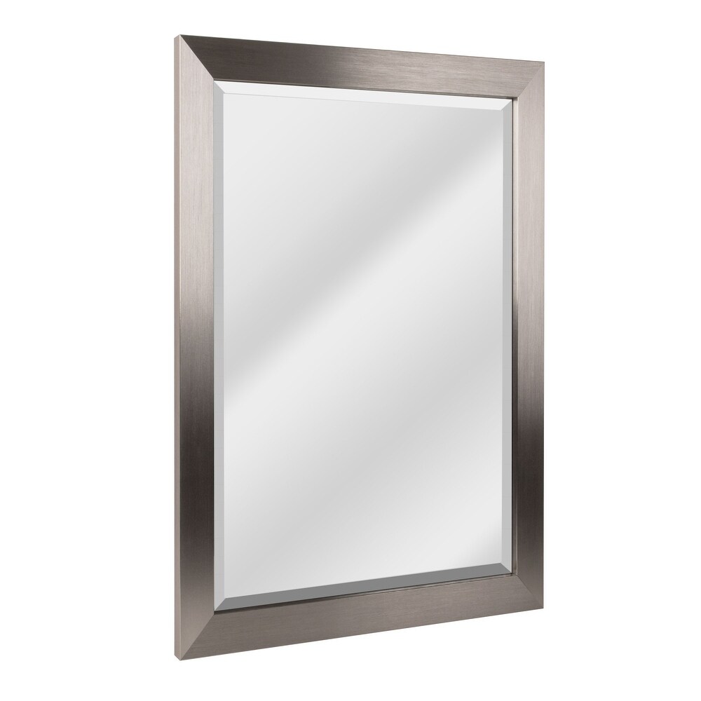 Head West Brushed Nickel Polystyrene Rectangular Framed Beveled Wall Mirror