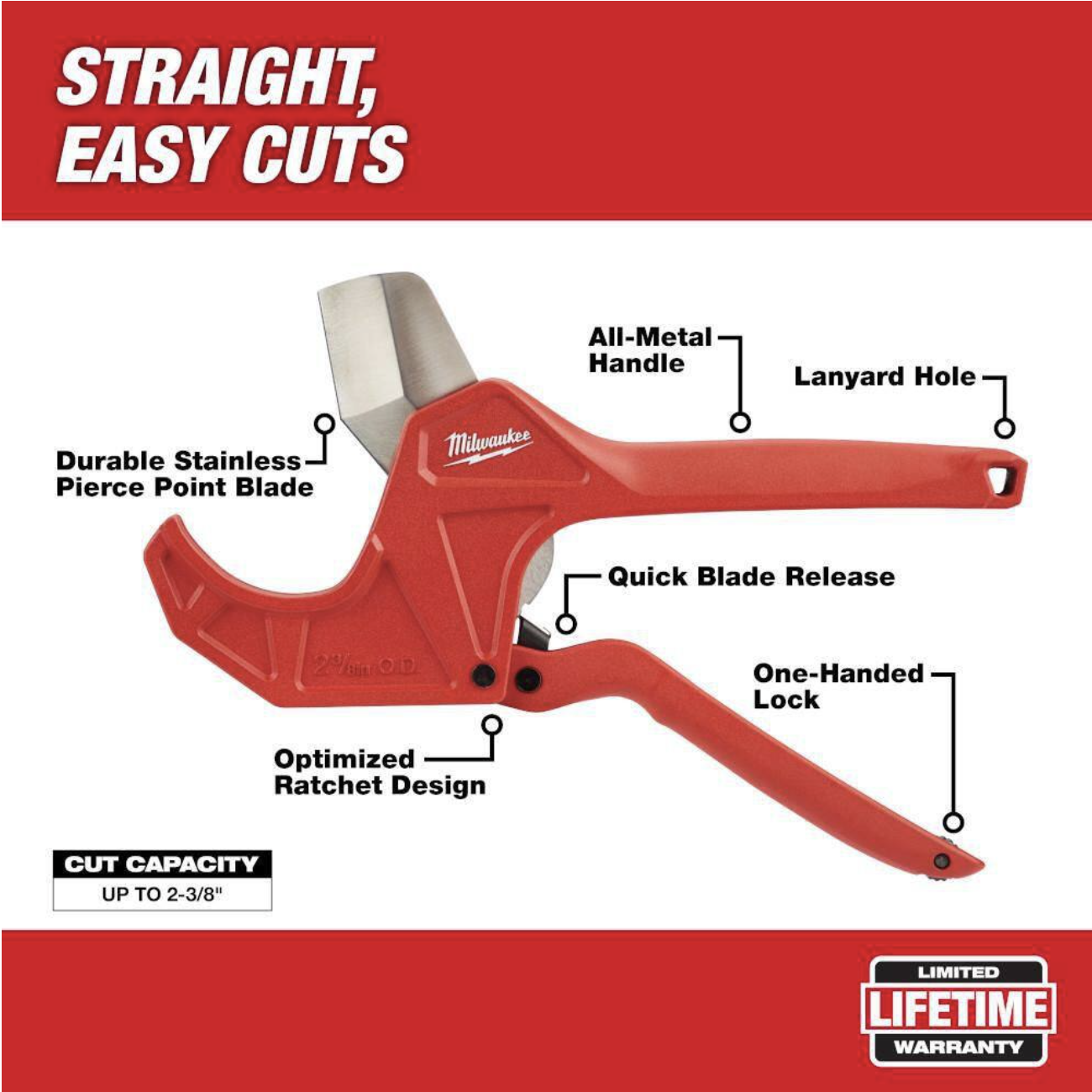 Milwaukee 2-3/8 in. Ratcheting PVC Pipe Cutter with 10 in. Aluminum Pipe Wrench with POWERLENGTH Handle (2-PC)