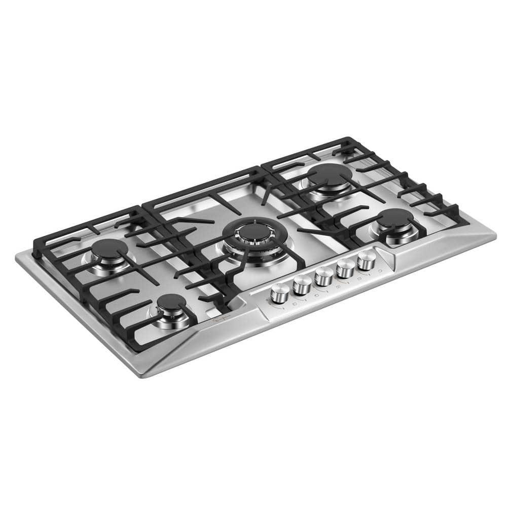 Empava 36 in Builtin Gas Cooktop in Stainless Steel with 5 Sealed Burners