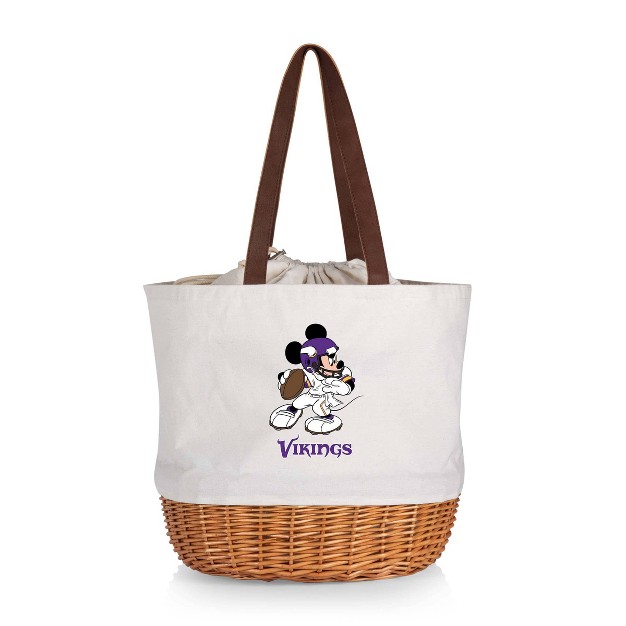 Nfl Minnesota Vikings Mickey Mouse Coronado Canvas And Willow Basket Tote Beige Canvas