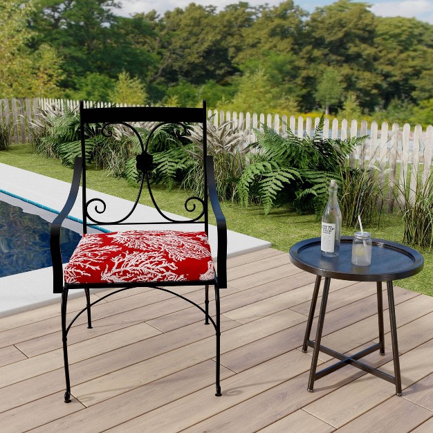 Outdoor Set Of 2 French Edge Seat Cushions In Seacoral Red Jordan Manufacturing