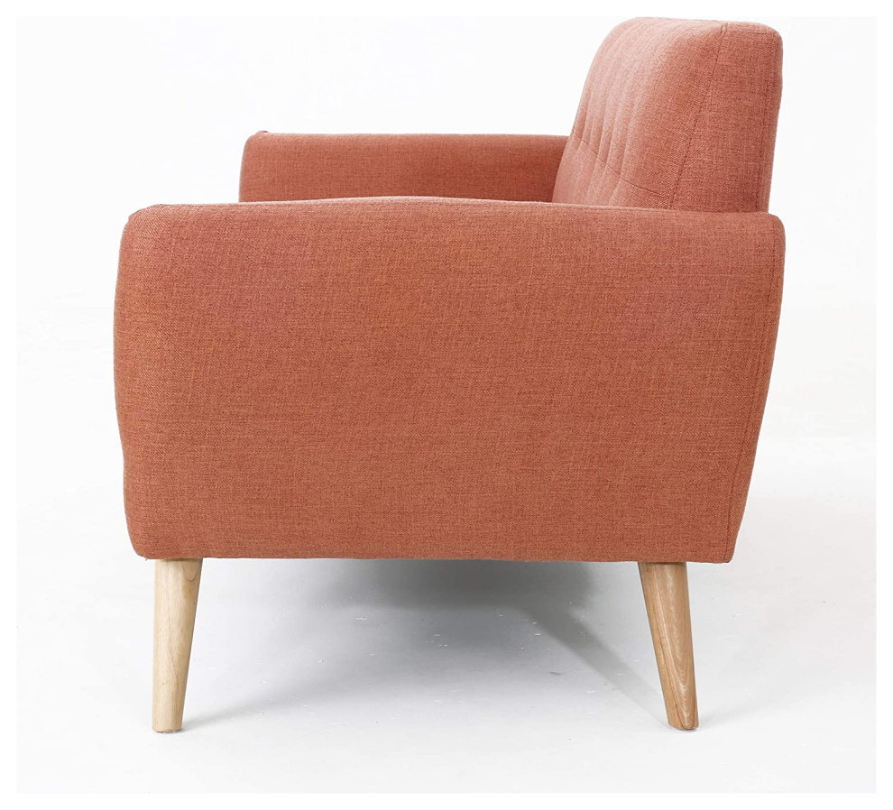 Mid Century Loveseat  Tapered Legs With Cushioned Seat  ampBack  Burnt Orange   Midcentury   Sofas   by Declusia  Houzz