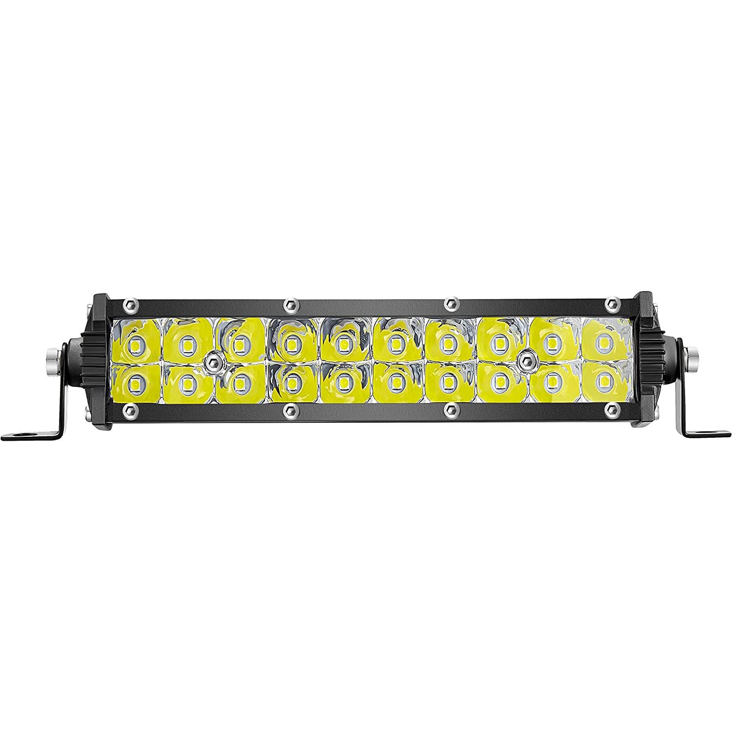 7 Inch LED Light Bar Slim，Car Off-Road Driving Fog Pods，20 LED Yellow Fog Lights，Waterproof Duble Row Driving Work Lights for Truck Car SUV ATV UTV Pickup Boat