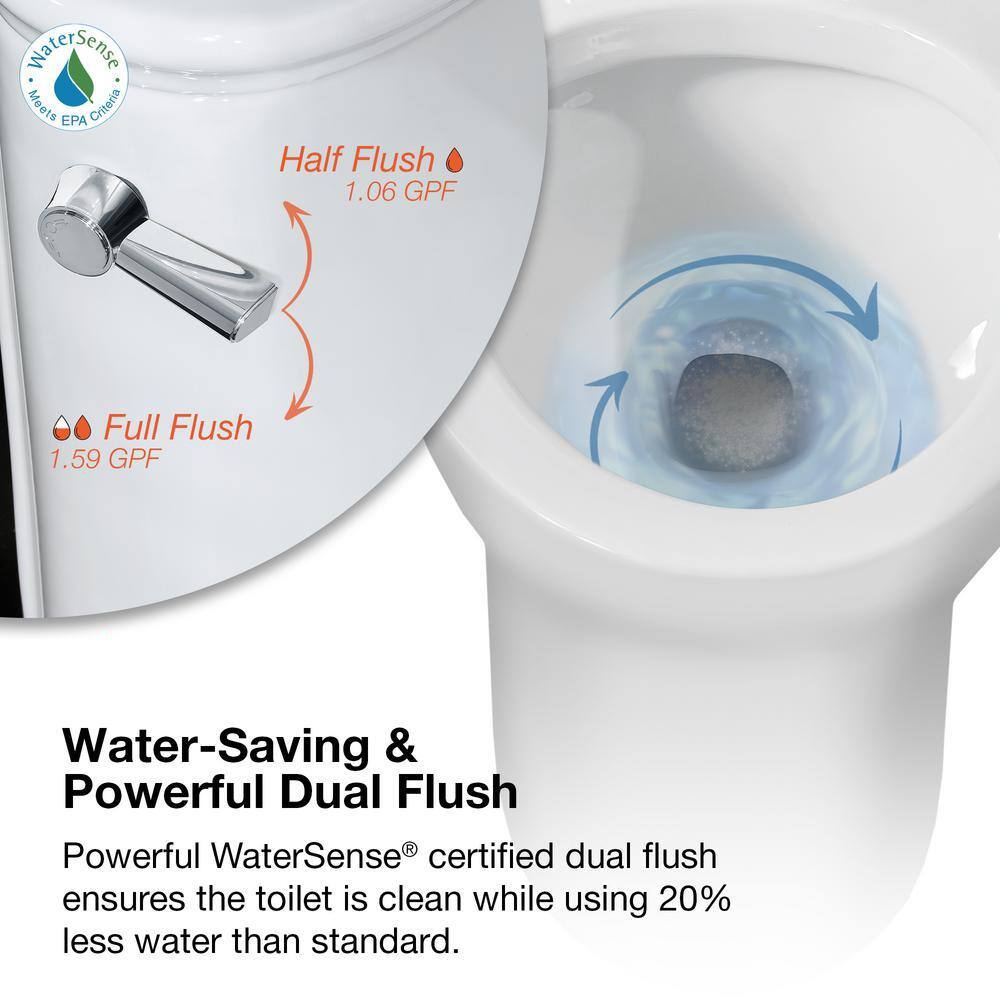 Glacier Bay Havenstone 1-piece 1.11.6 GPF Dual Flush Elongated Toilet in White Seat Included GBTO203