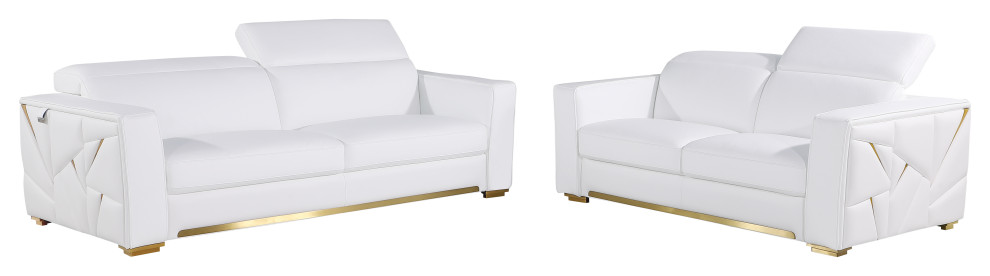 Carlo Top Grain Italian Leather 2 Piece Set   Modern   Sofas And Sectionals   by Luxuriant Furniture  Houzz