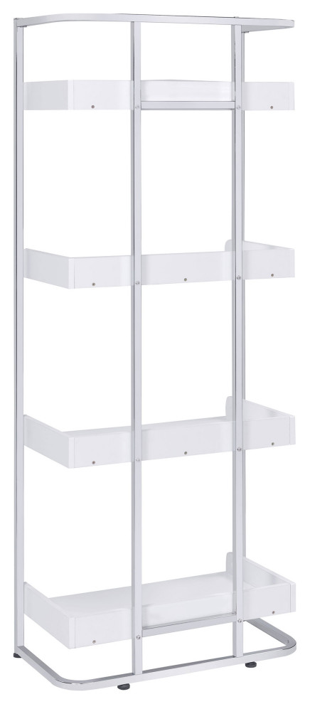 Ember 4 shelf Bookcase White High Gloss and Chrome   Modern   Bookcases   by Modon  Houzz