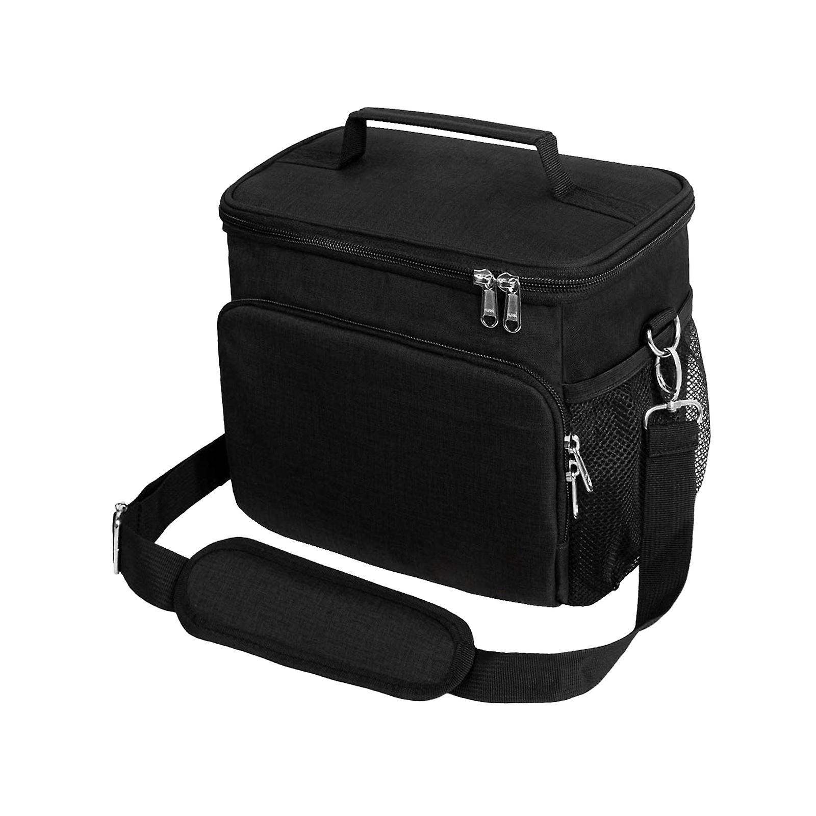 Lunch Bag With Adjustable Shoulder Strap Portable For Fishing Camping Travel Black