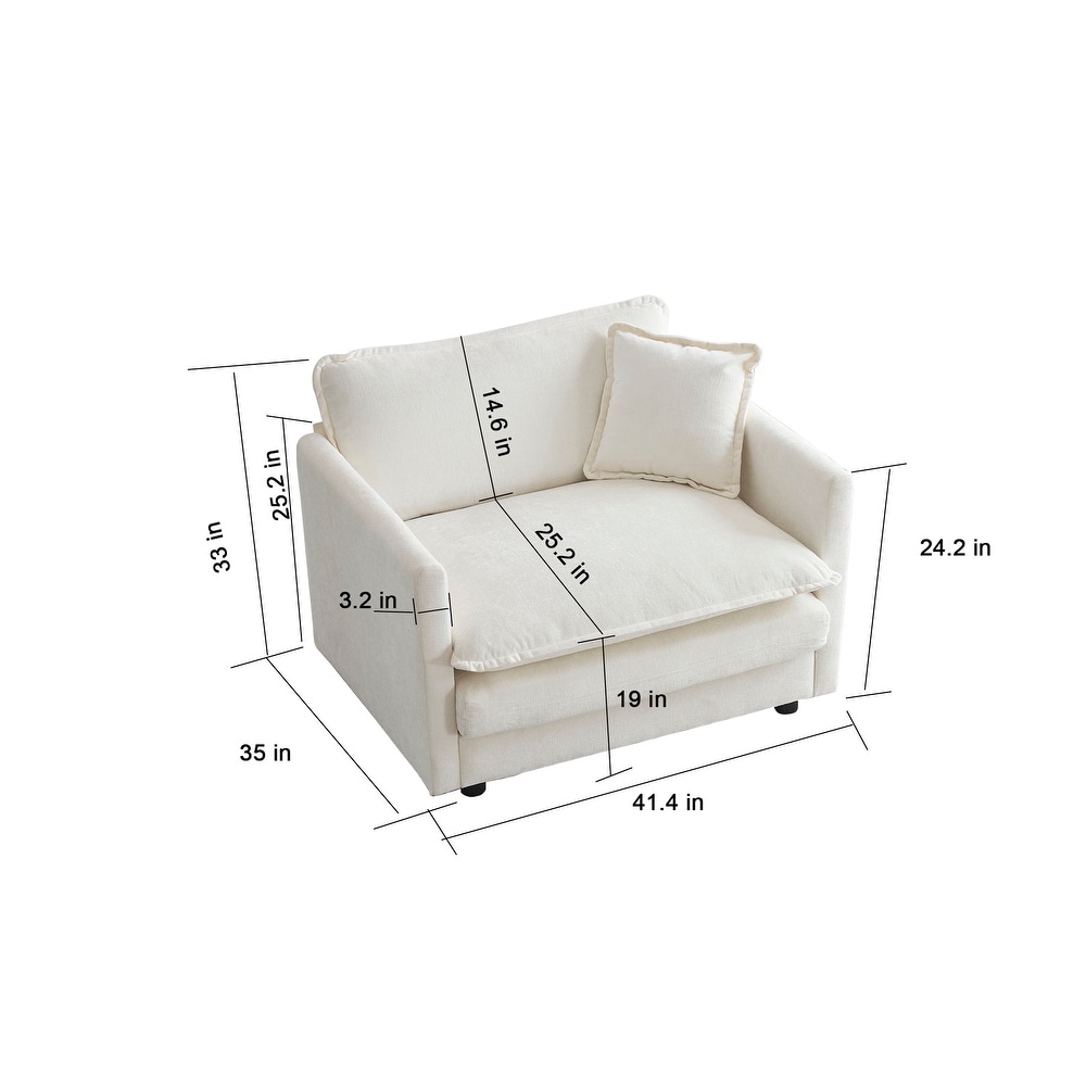 3 Piece Set Chenille Upholstered Extra Deep Seat Oversized Sofa with 2 Seat Sofa and Two Single Sofa Sets