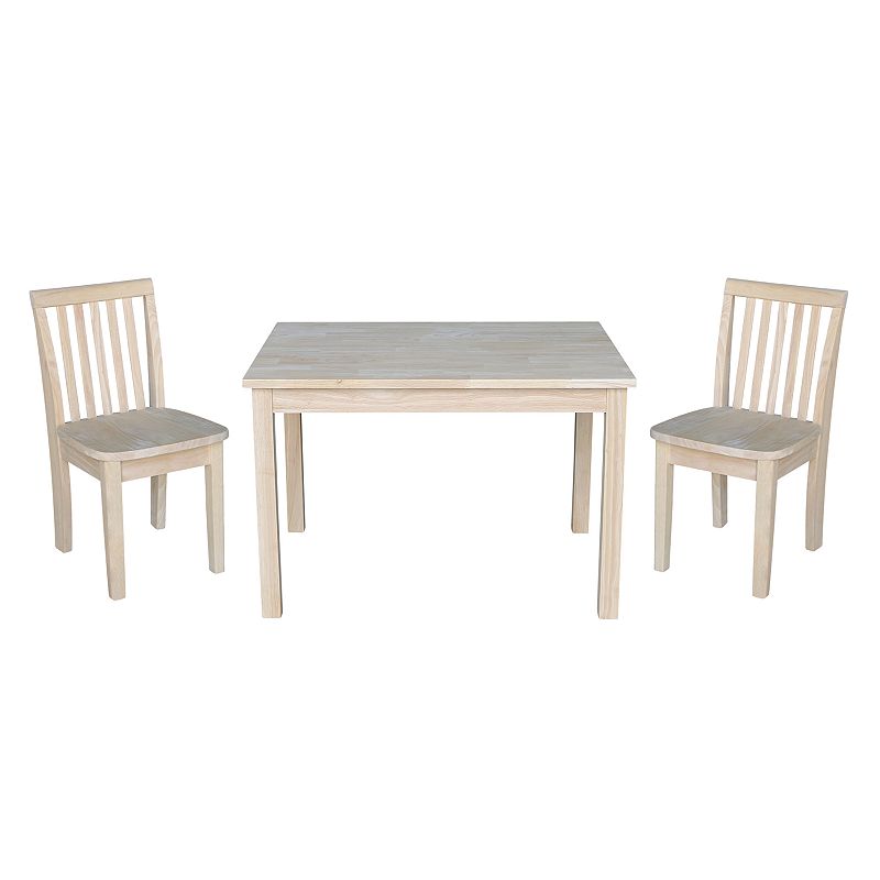 Kids International Concepts Unfinished Dining Table and Chair 3-piece Set