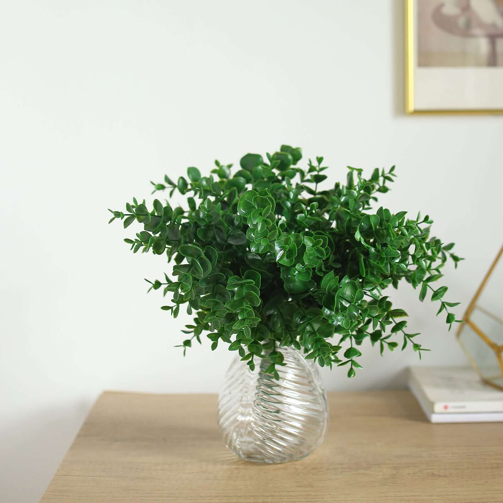 3 Stems Artificial Eucalyptus Bush, Faux Greenery Bouquet Plants 13